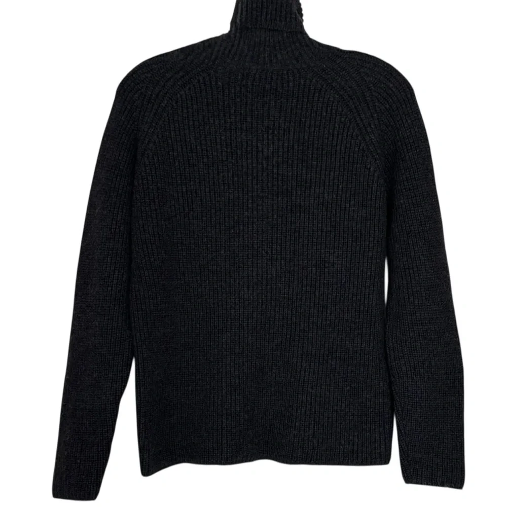 Banana Republic Dark Charcoal Heavyweight Waffle Knit Wide Turtleneck Sweater M